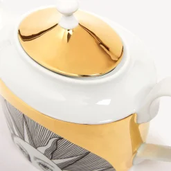 Tea And Coffee Sets<Fornasetti Teapot Soli White/Black/Gold