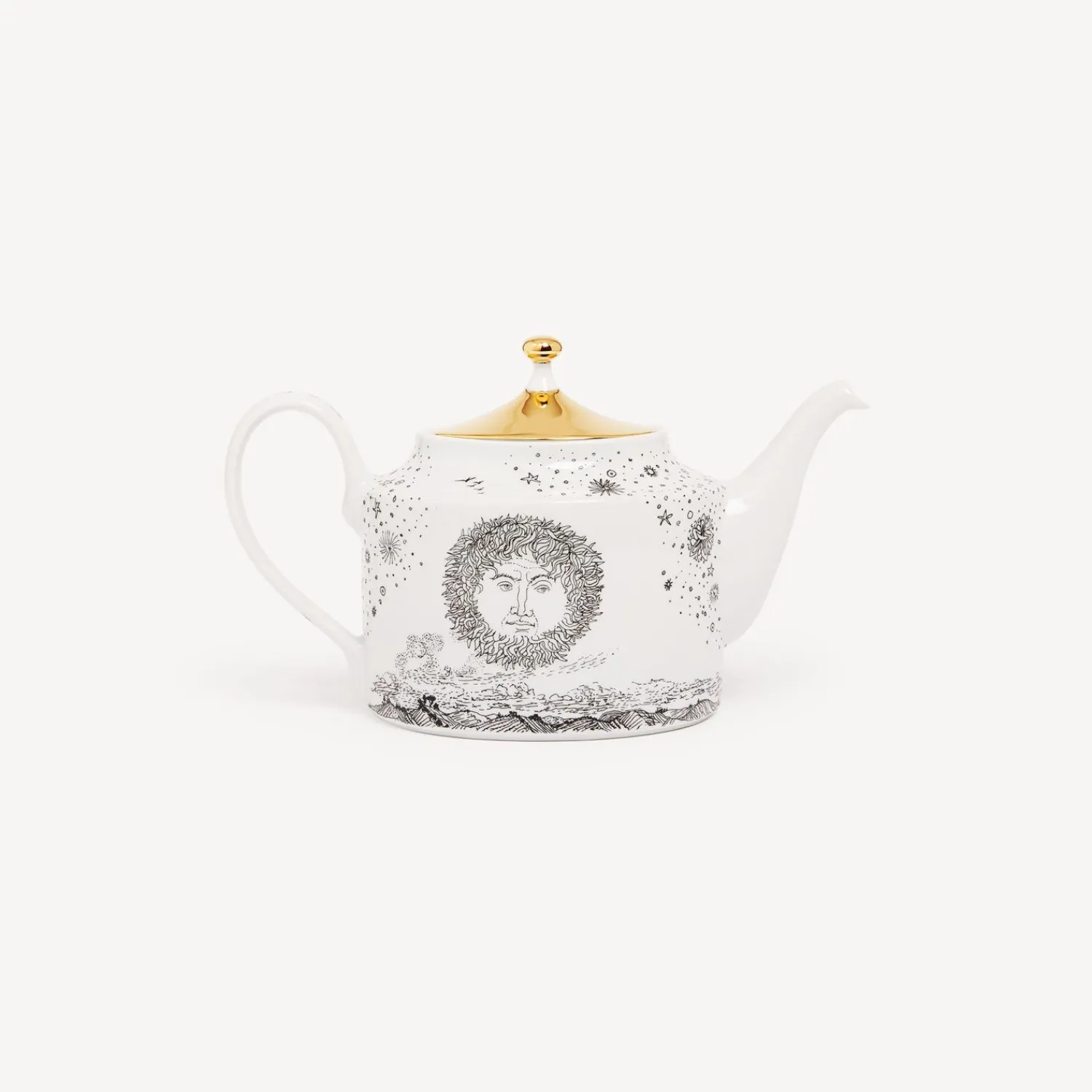 Tea And Coffee Sets<Fornasetti Teapot Solitario White/Black/Gold