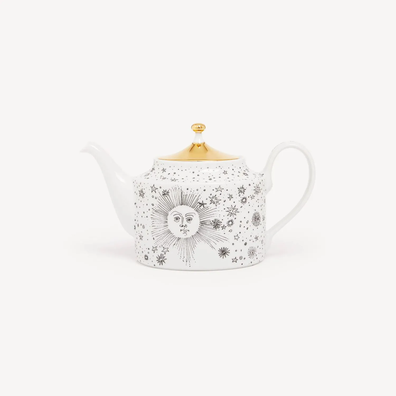 Tea And Coffee Sets<Fornasetti Teapot Solitario White/Black/Gold