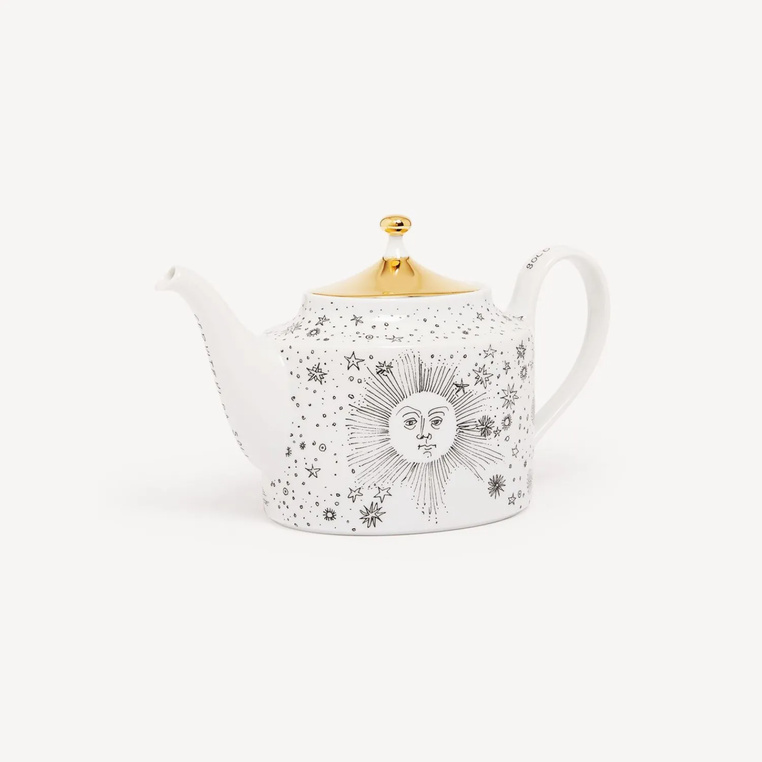 Tea And Coffee Sets<Fornasetti Teapot Solitario White/Black/Gold