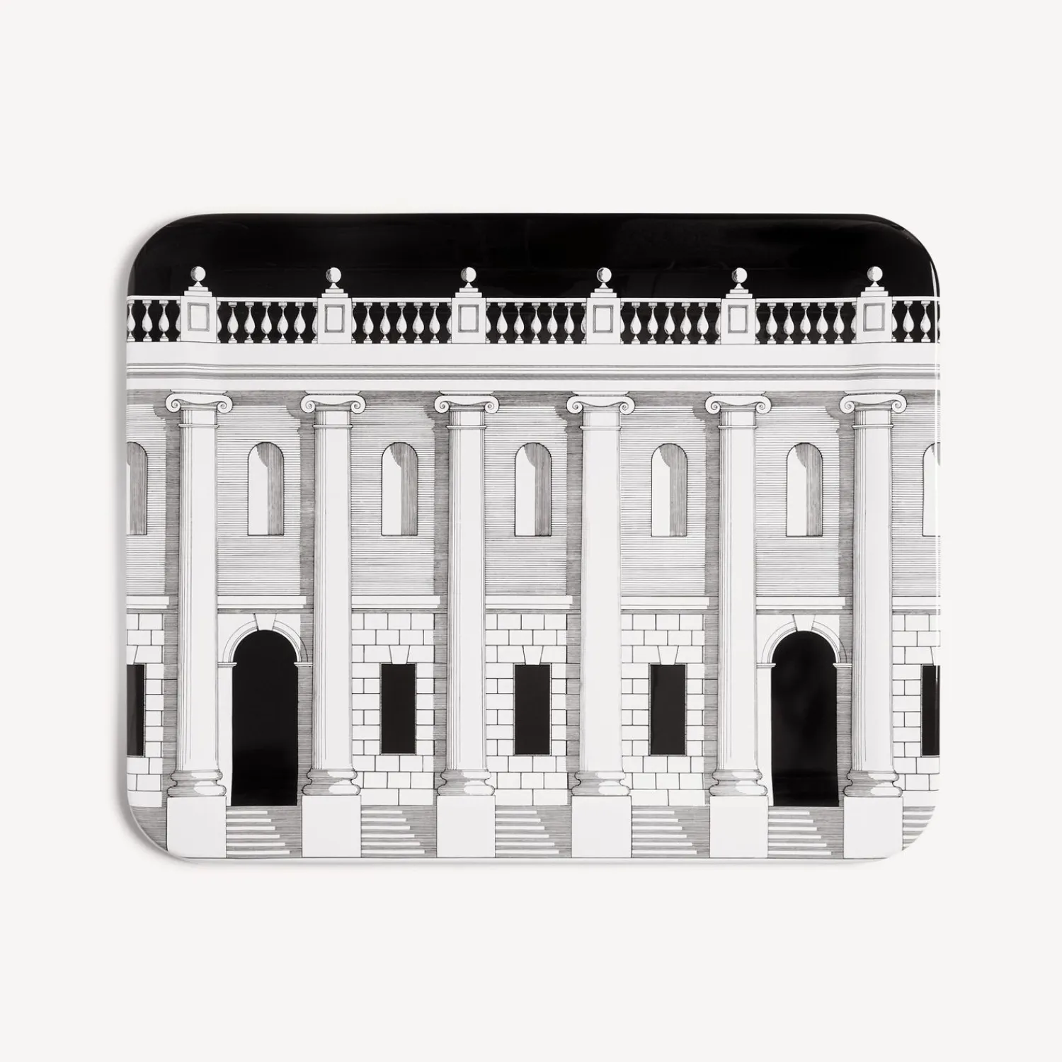 Decorative Trays And Pliants<Fornasetti Tray Casa Con Colonne White/Black