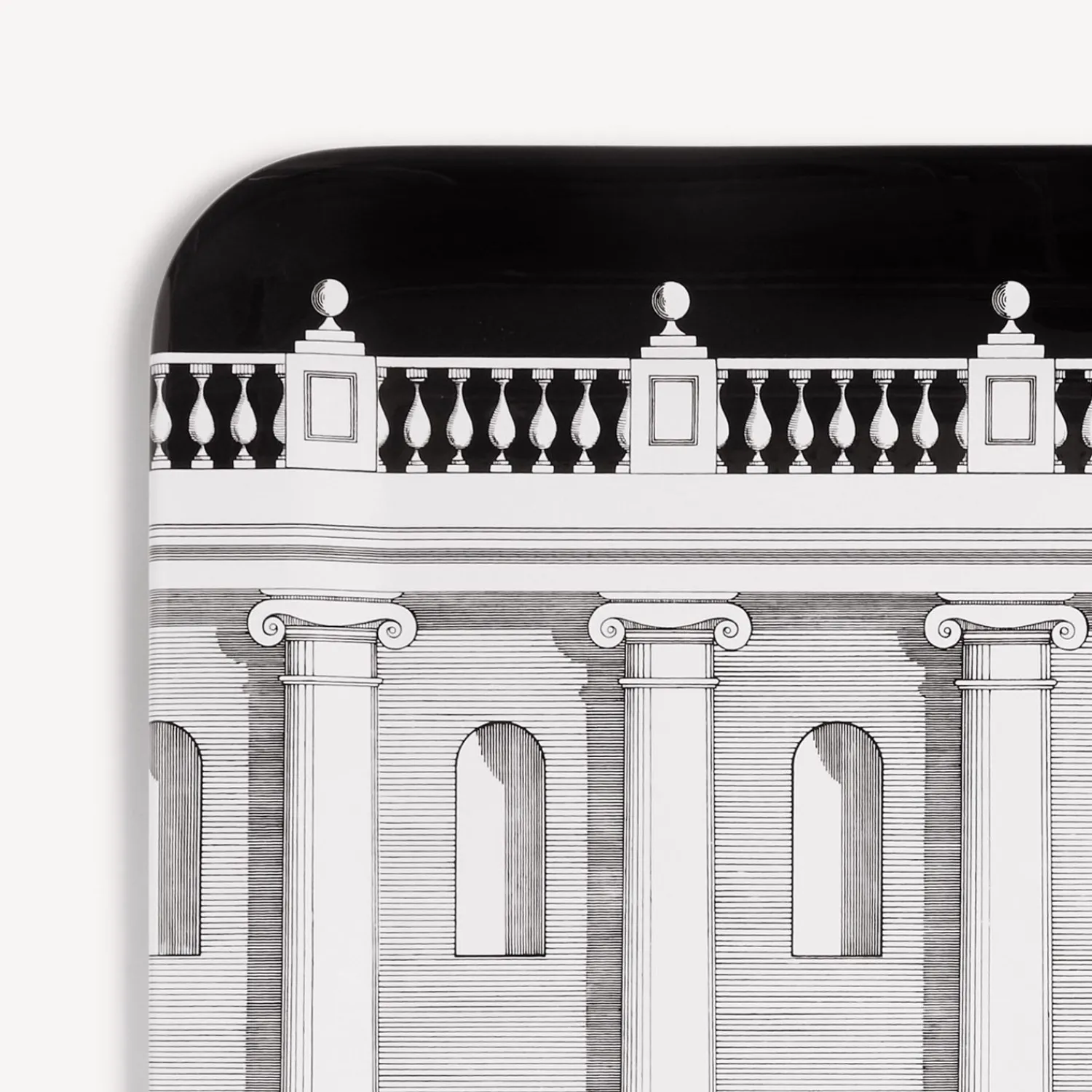 Decorative Trays And Pliants<Fornasetti Tray Casa Con Colonne White/Black