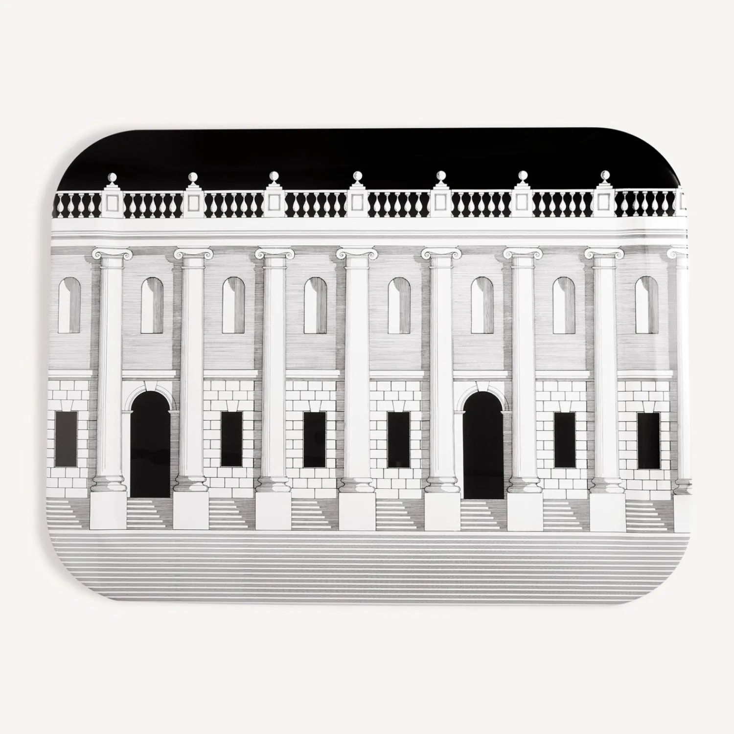 Decorative Trays And Pliants<Fornasetti Tray Casa Con Colonne White/Black