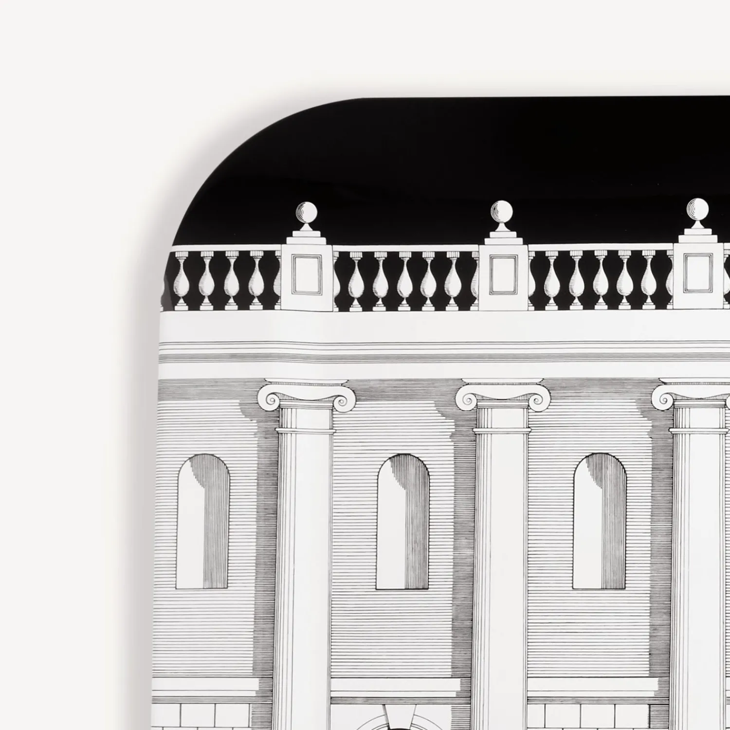 Decorative Trays And Pliants<Fornasetti Tray Casa Con Colonne White/Black