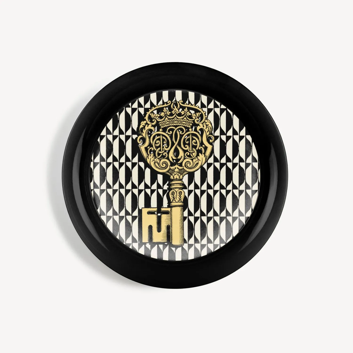 Decorative Trays And Pliants<Fornasetti Tray Chiavi And Losanghe White/Black/Gold