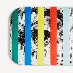Decorative Trays And Pliants<Fornasetti Tray Face & Stripes Multicolour