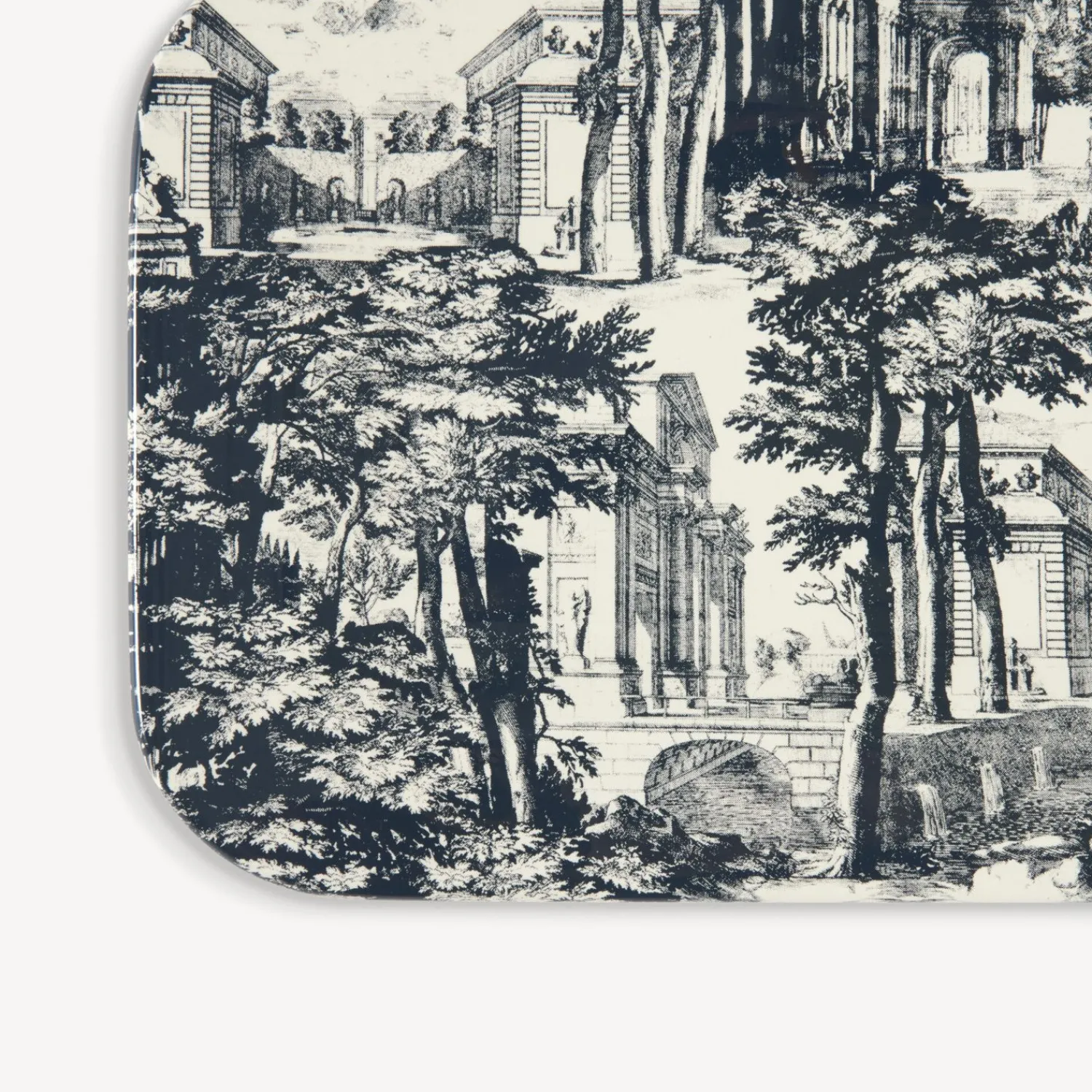Decorative Trays And Pliants<Fornasetti Tray Giardino Settecentesco Blue/Ivory