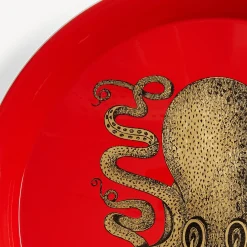 Decorative Trays And Pliants<Fornasetti Tray Polipo Gold Gold/Red