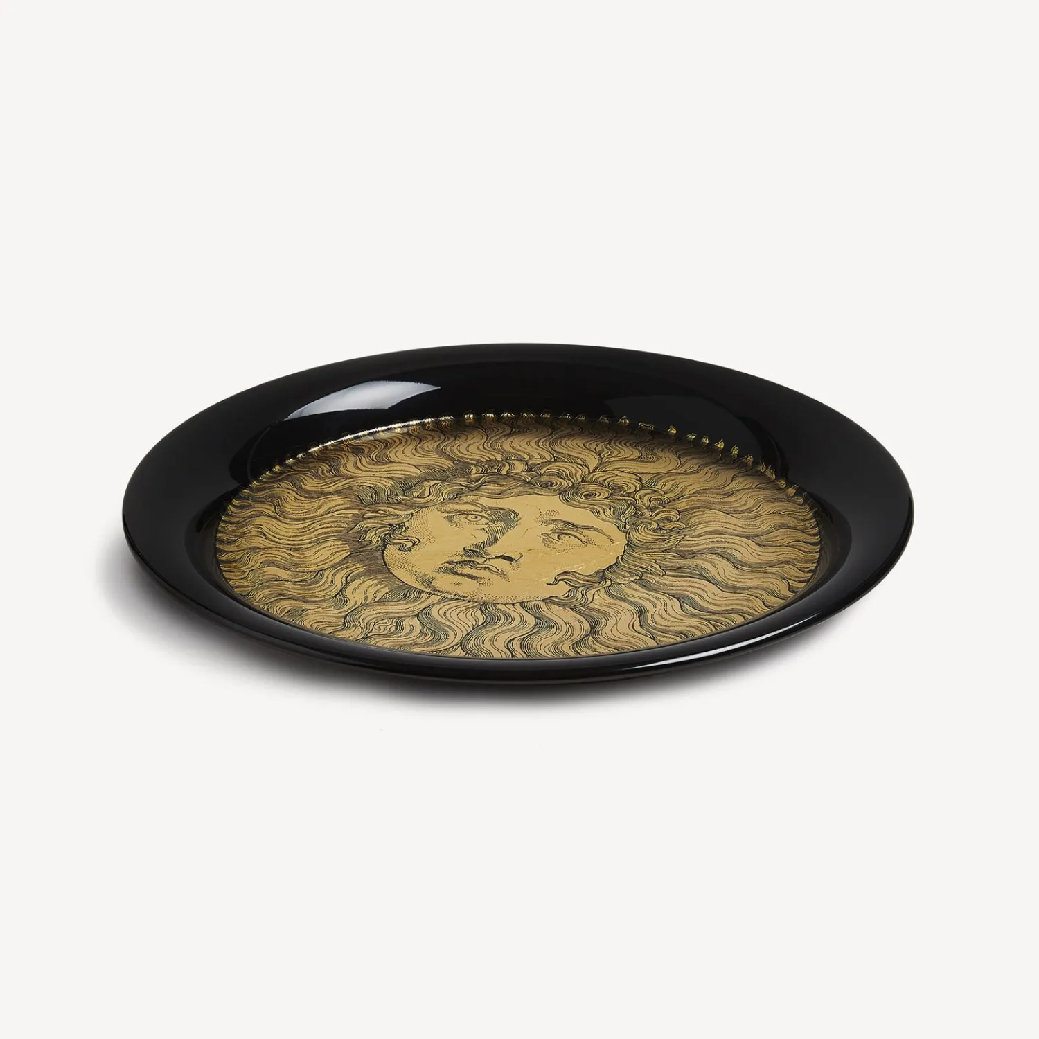 Decorative Trays And Pliants<Fornasetti Tray Re Sole White/Black/Gold