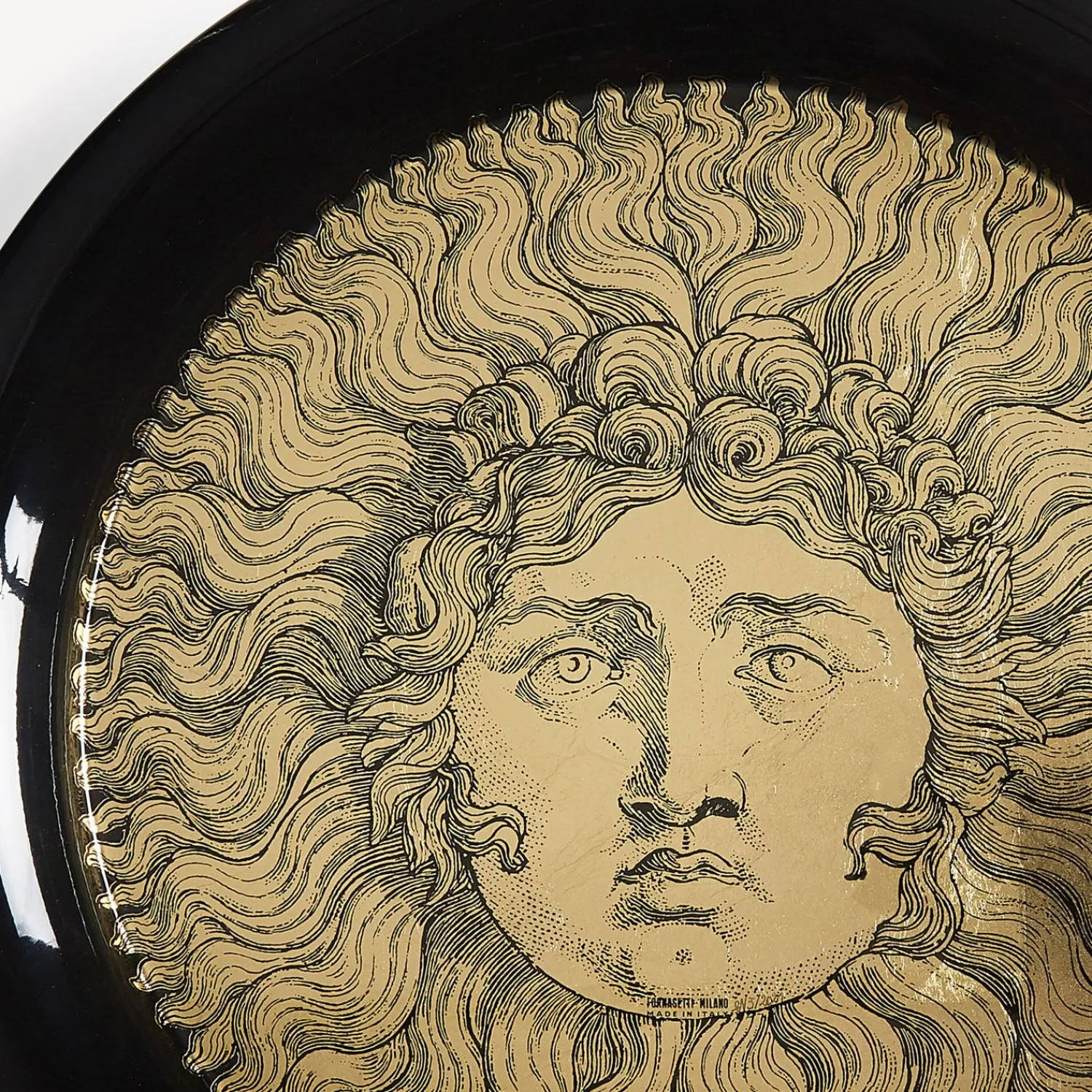 Decorative Trays And Pliants<Fornasetti Tray Re Sole White/Black/Gold