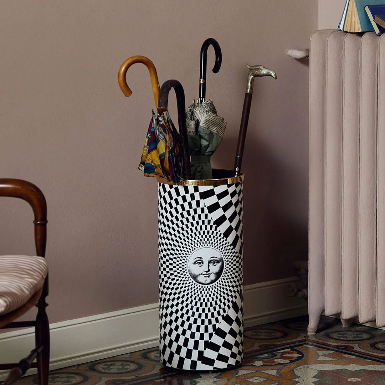 Umbrella Stands<Fornasetti Umbrella Stand Solecentrismo White/Black