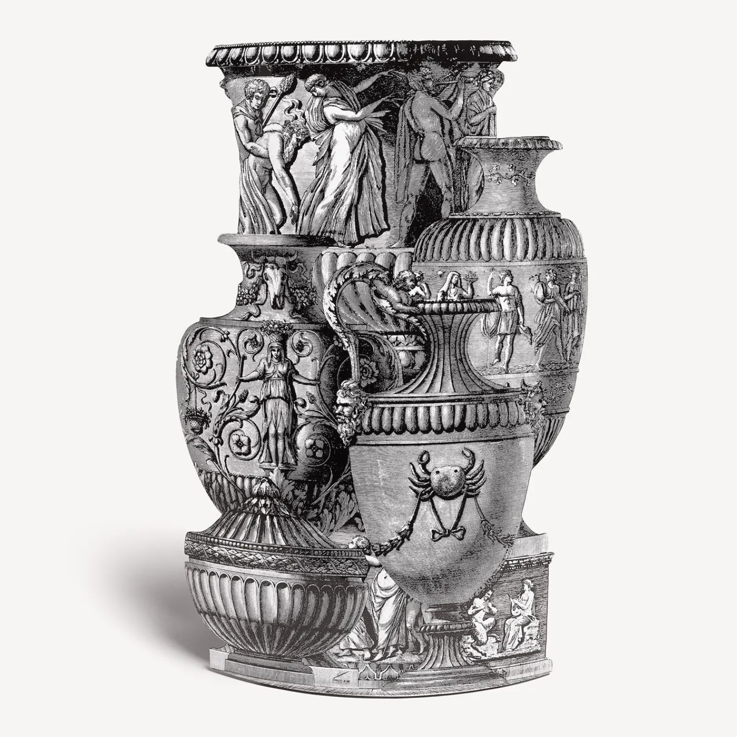 Umbrella Stands<Fornasetti Umbrella Stand Trompe L'Oeil Vasi Antichi White/Black