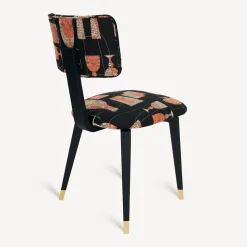 Chairs<Fornasetti Upholstered Chair Bottiglie Cocktail Black/White/Salmon
