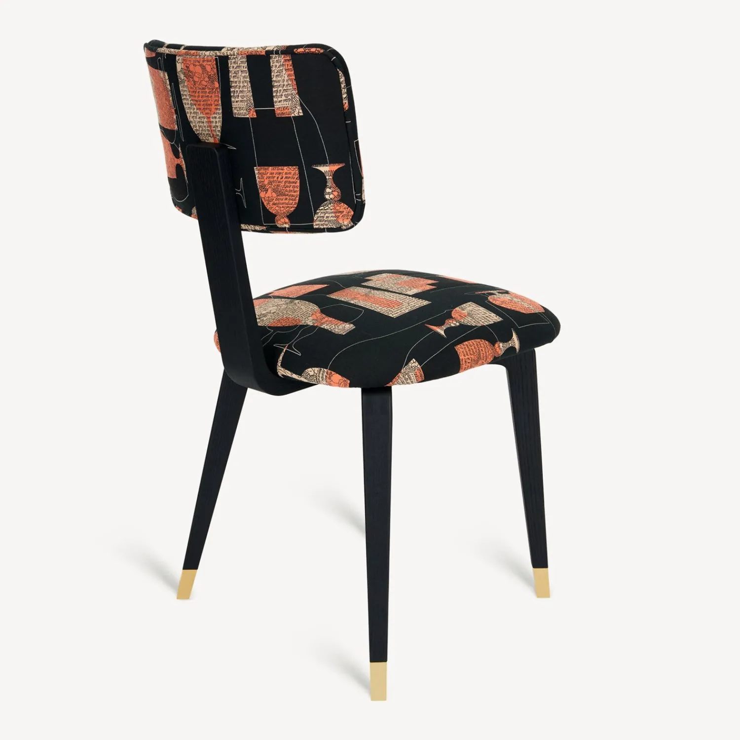 Chairs<Fornasetti Upholstered Chair Bottiglie Cocktail Black/White/Salmon