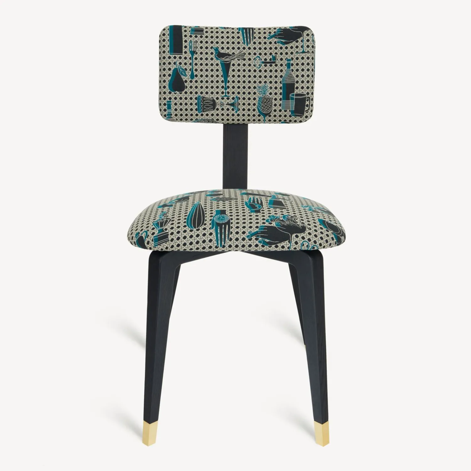Chairs<Fornasetti Upholstered Chair Oggetti Su Cannete White/Black/Light Blue
