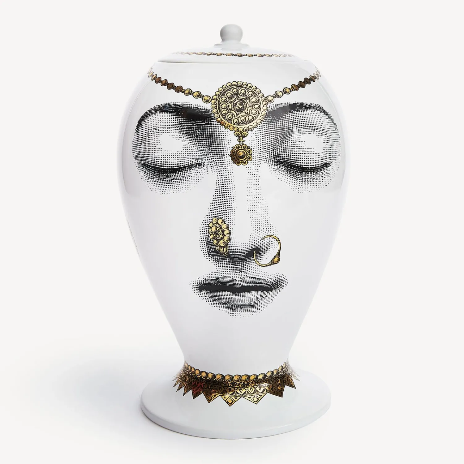Vases<Fornasetti Vase Bollywood White/Black/Gold