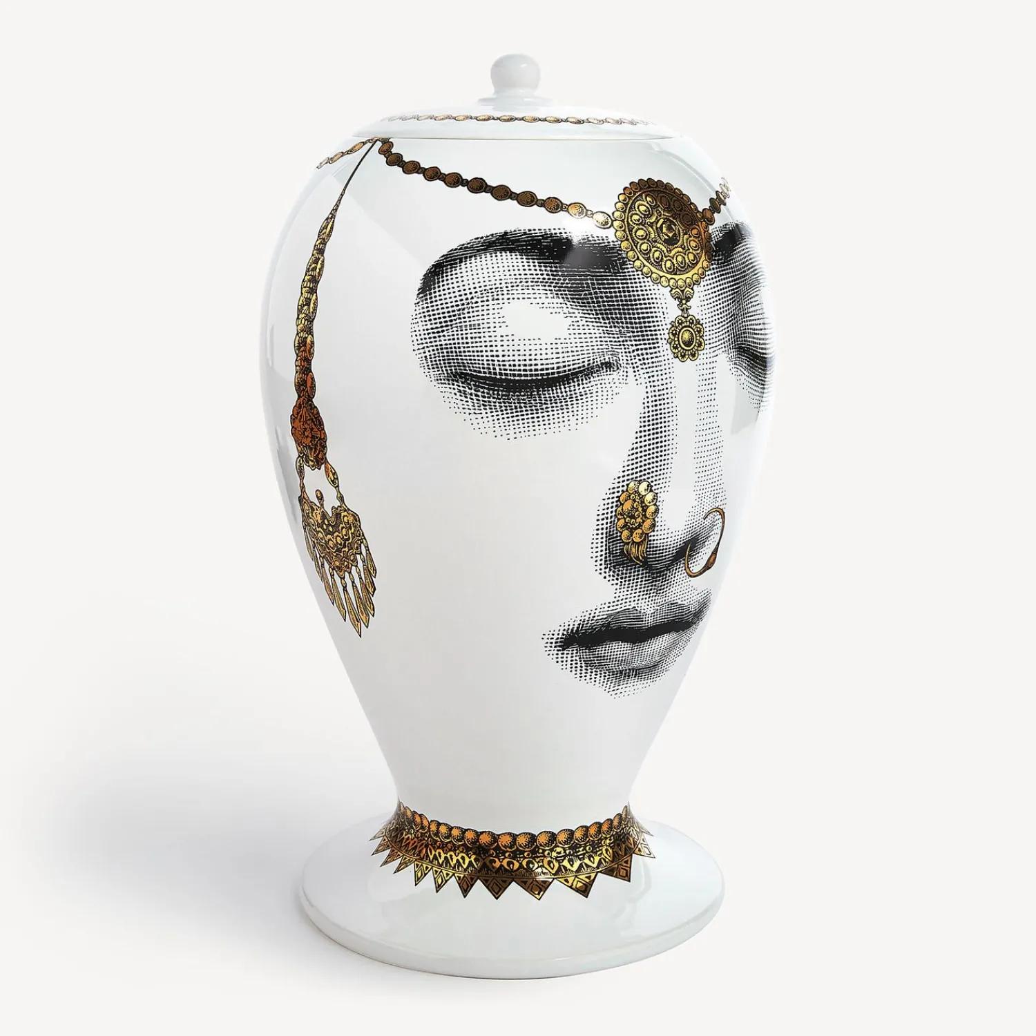 Vases<Fornasetti Vase Bollywood White/Black/Gold