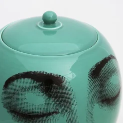 Vases<Fornasetti Vase Buongiorno/Buonanotte Green/Black