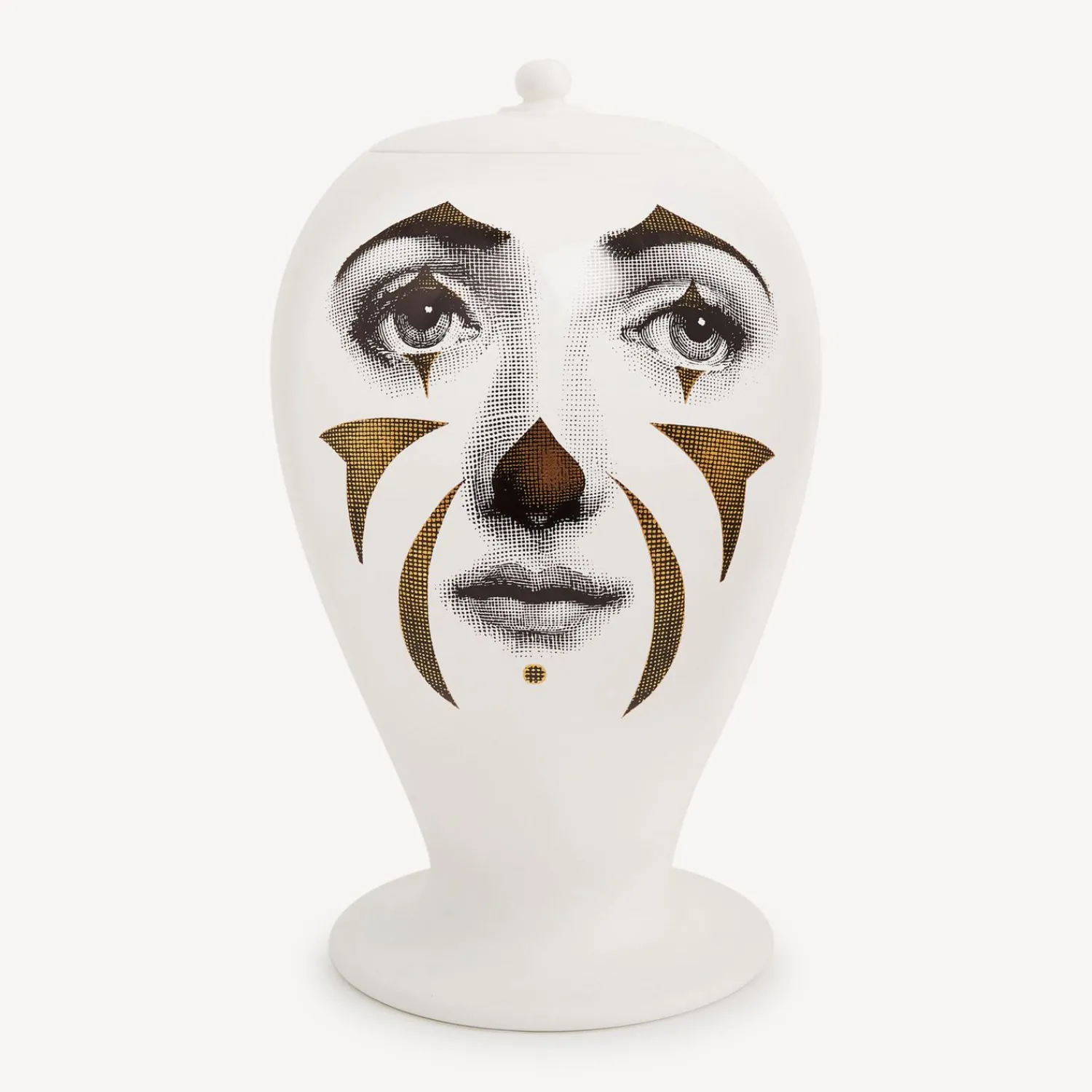 Vases<Fornasetti Vase Clown White/Black/Gold