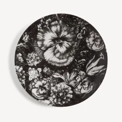 Flowers<Fornasetti Wall Plate Tema E Variazioni N.315 White/Black
