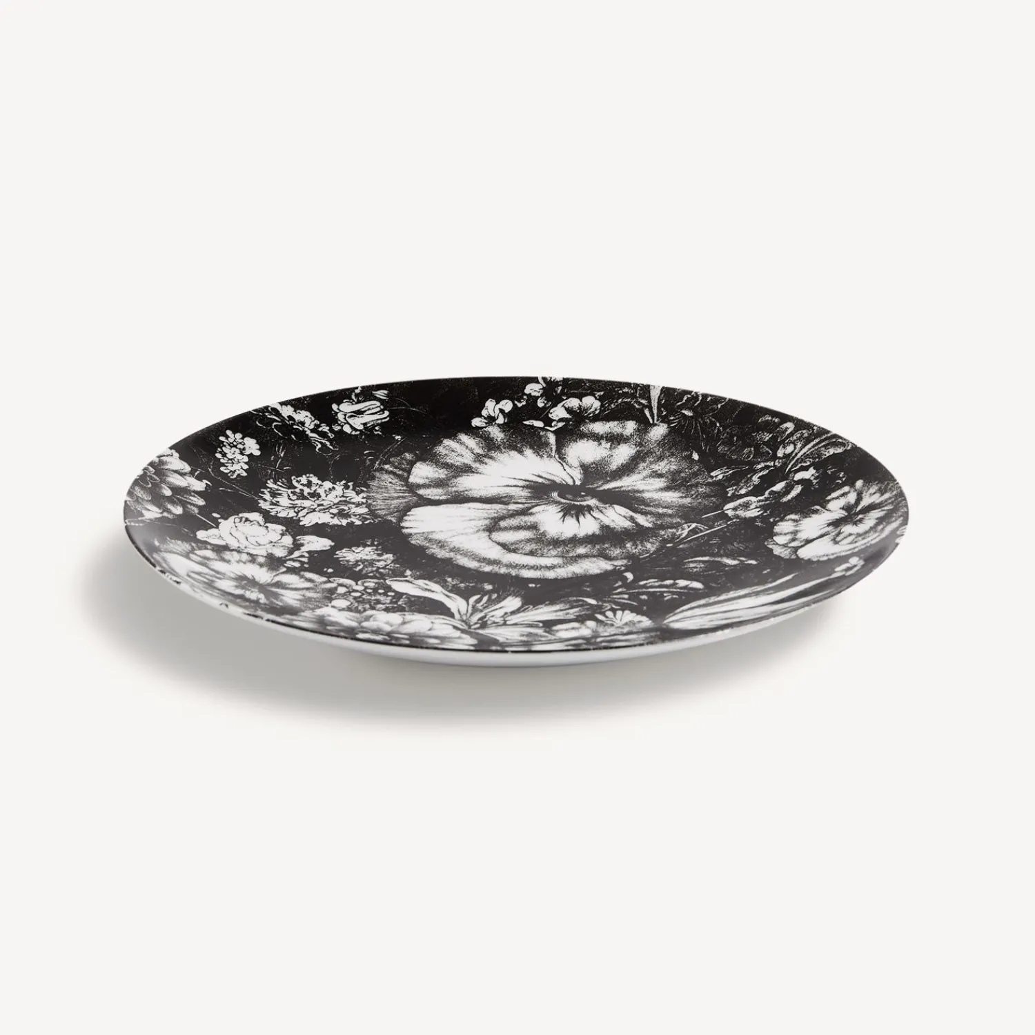Flowers<Fornasetti Wall Plate Tema E Variazioni N.315 White/Black