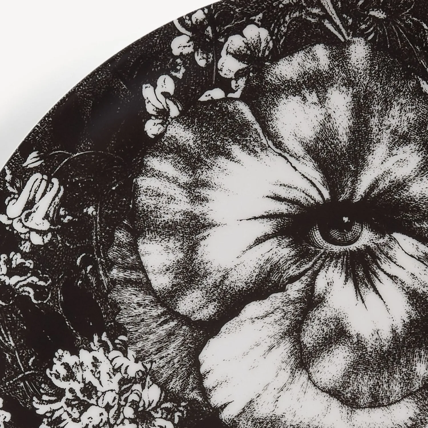 Flowers<Fornasetti Wall Plate Tema E Variazioni N.315 White/Black