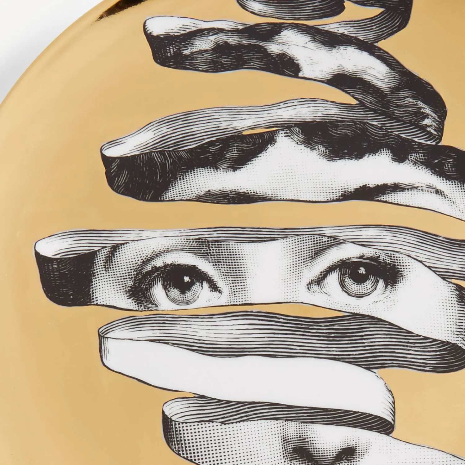 Surrealism<Fornasetti Wall Plate Tema E Variazioni N.297 White/Black/Gold