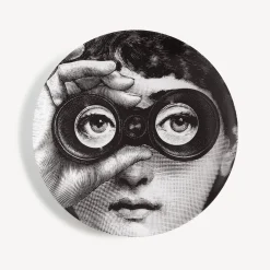 Occhi<Fornasetti Wall Plate Tema E Variazioni N.286 White/Black