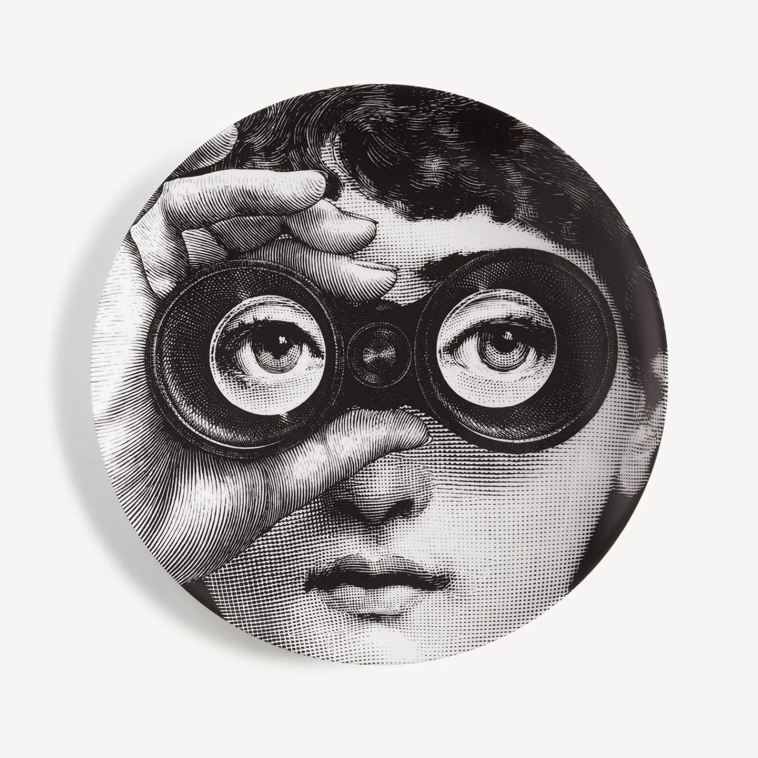 Occhi<Fornasetti Wall Plate Tema E Variazioni N.286 White/Black
