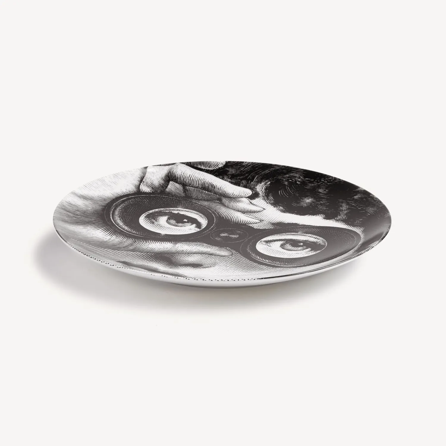 Occhi<Fornasetti Wall Plate Tema E Variazioni N.286 White/Black