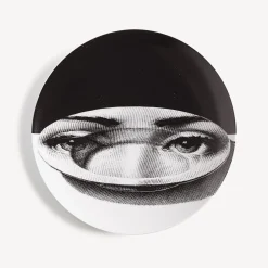 Occhi<Fornasetti Wall Plate Tema E Variazioni N.118 White/Black