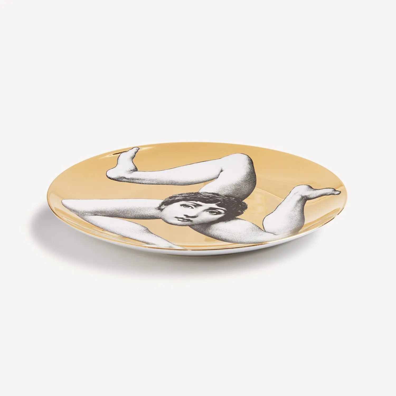 Antiquity<Fornasetti Wall Plate Tema E Variazioni N.186 White/Black/Gold