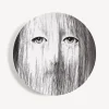 Occhi<Fornasetti Wall Plate Tema E Variazioni N.176 White/Black