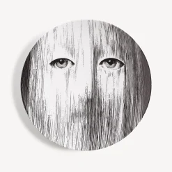 Occhi<Fornasetti Wall Plate Tema E Variazioni N.176 White/Black