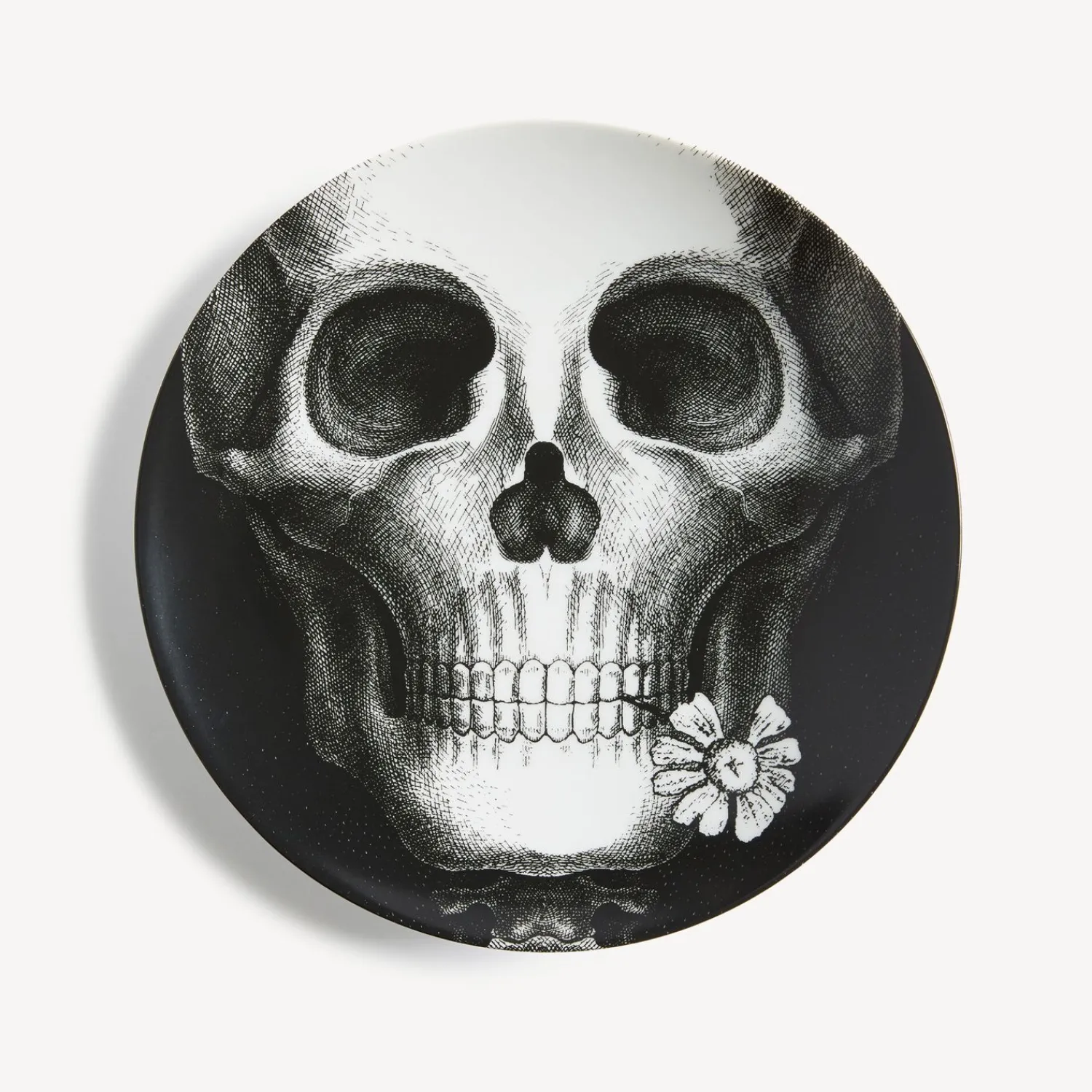 Flowers<Fornasetti Wall Plate Tema E Variazioni N.365 White/Black