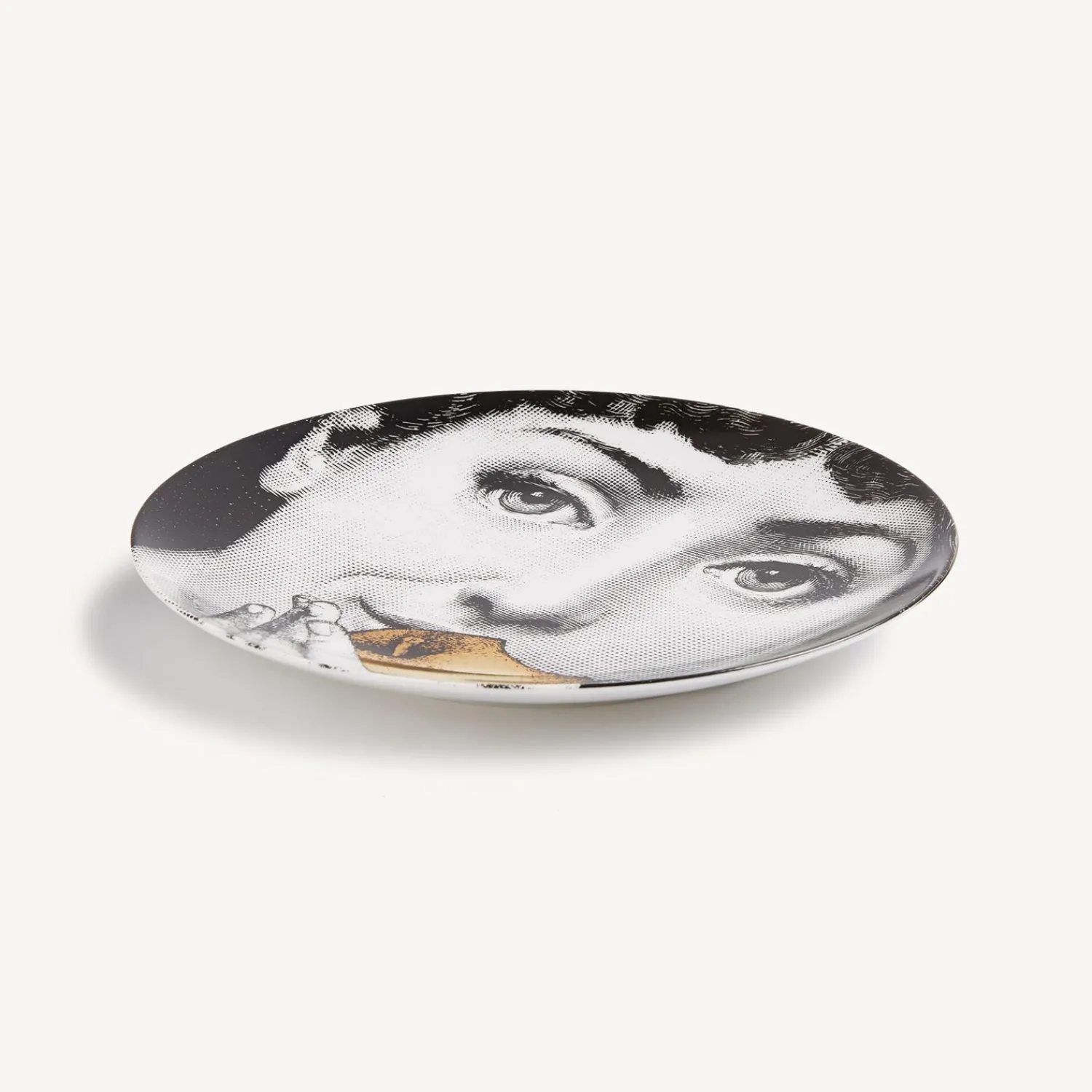 Fruit<Fornasetti Wall Plate Tema E Variazioni N.360 White/Black/Gold