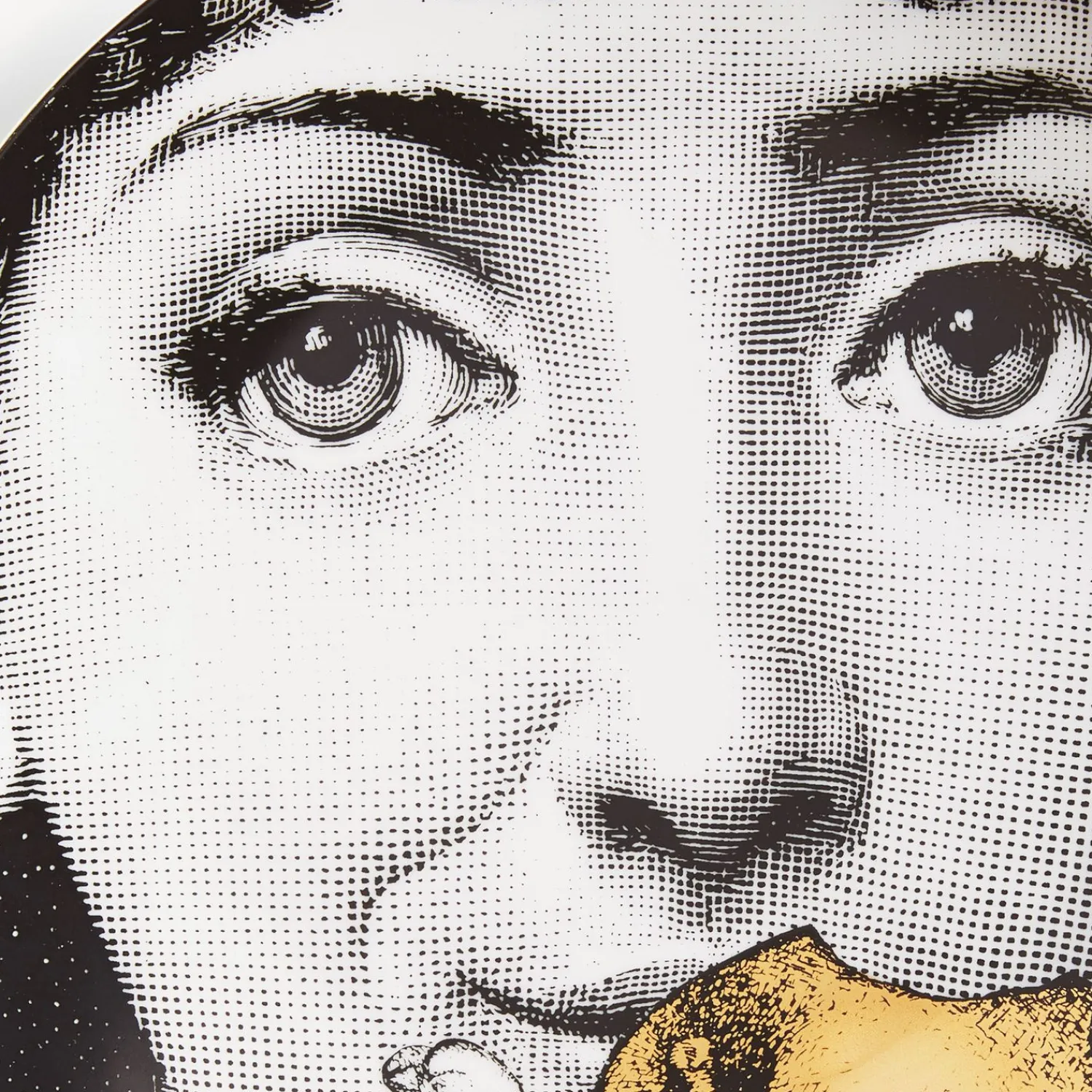 Fruit<Fornasetti Wall Plate Tema E Variazioni N.360 White/Black/Gold
