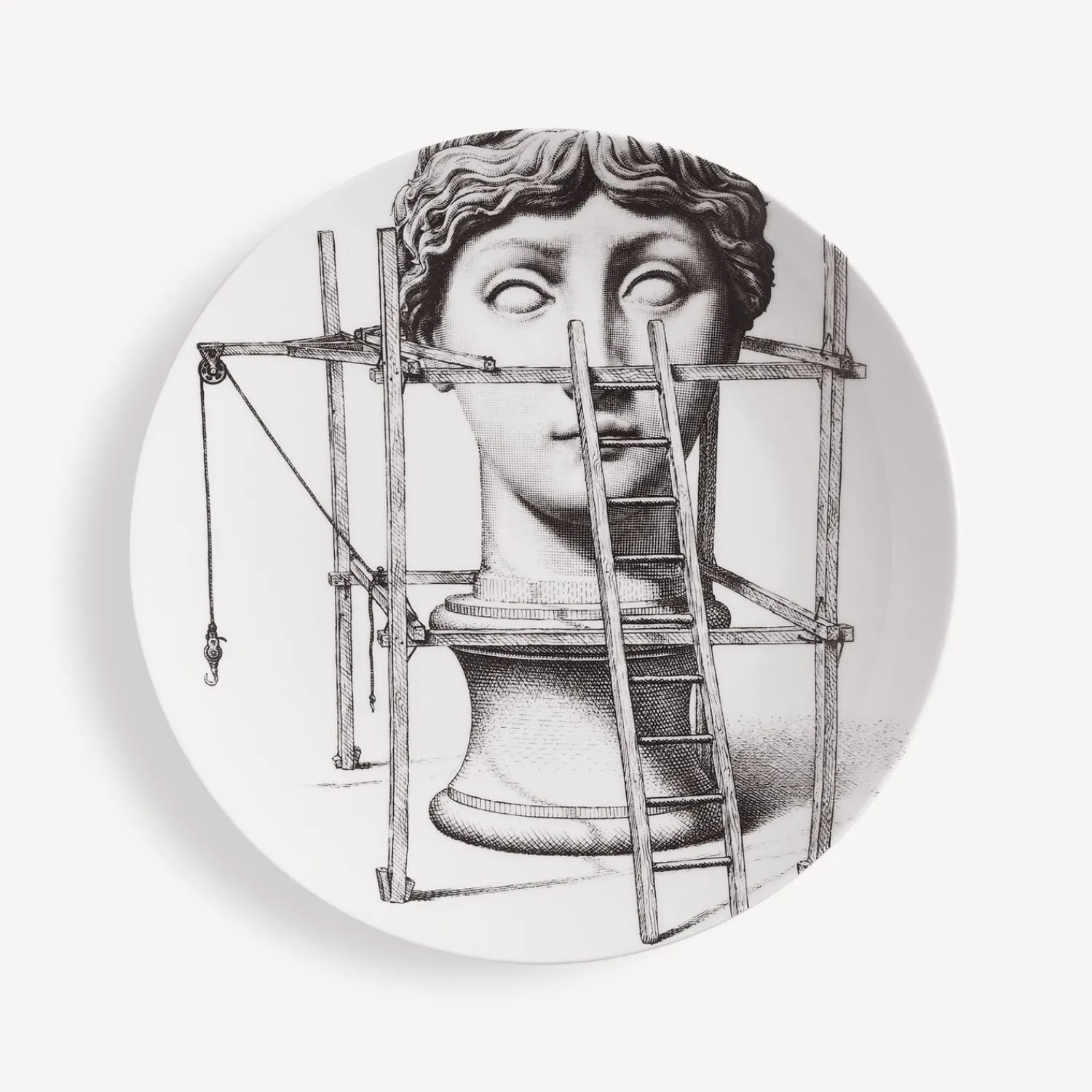 Antiquity<Fornasetti Wall Plate Tema E Variazioni N.200 White/Black