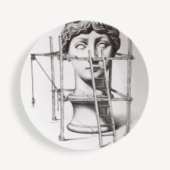 Antiquity<Fornasetti Wall Plate Tema E Variazioni N.200 White/Black