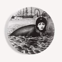 Animals<Fornasetti Wall Plate Tema E Variazioni N.195 White/Black