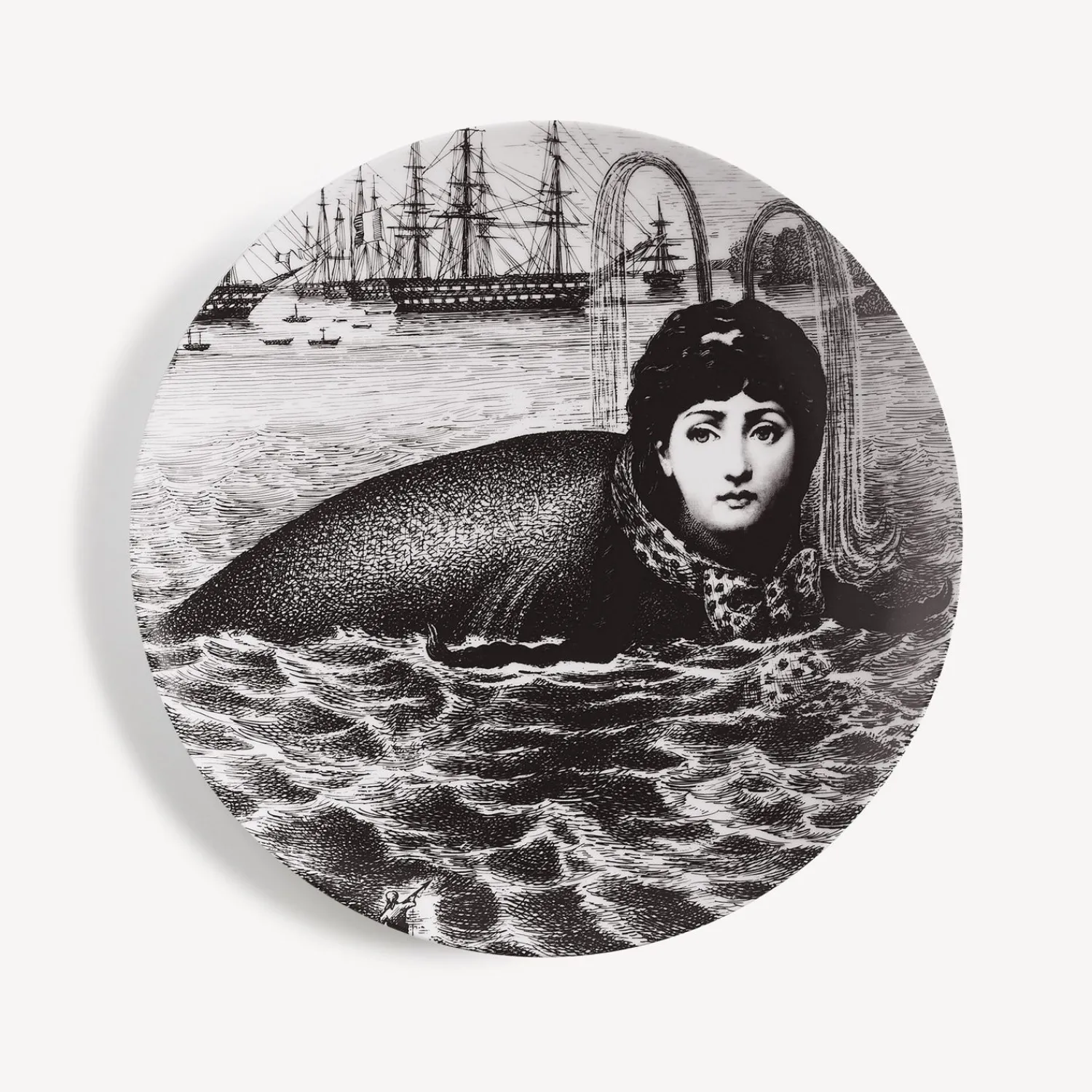Animals<Fornasetti Wall Plate Tema E Variazioni N.195 White/Black