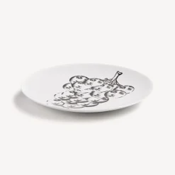 Fruit<Fornasetti Wall Plate Tema E Variazioni N. 53 White/Black