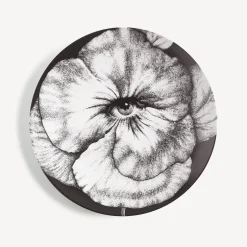 Flowers<Fornasetti Wall Plate Tema E Variazioni N.92 White/Black