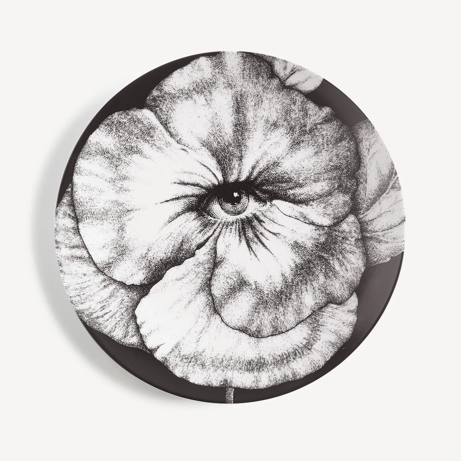 Flowers<Fornasetti Wall Plate Tema E Variazioni N.92 White/Black
