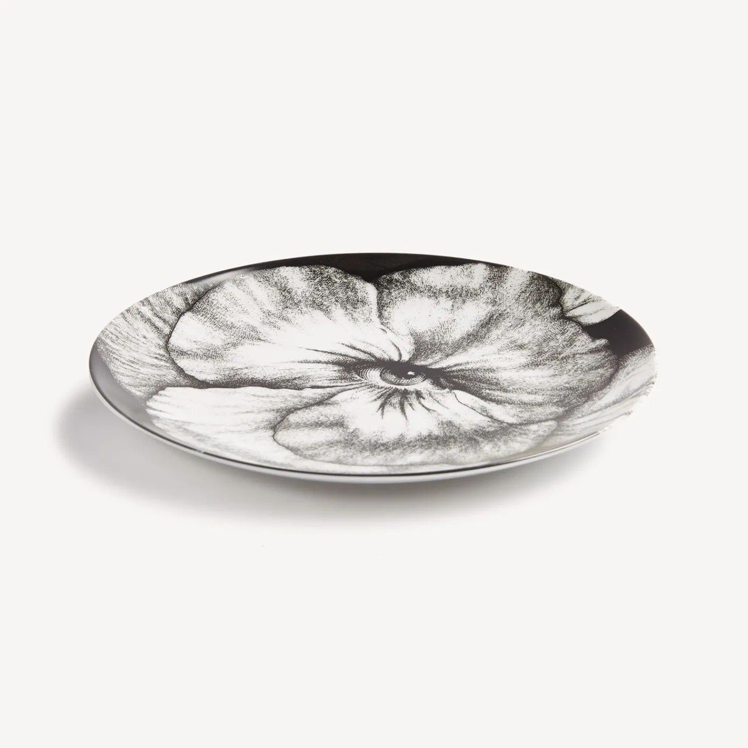 Flowers<Fornasetti Wall Plate Tema E Variazioni N.92 White/Black