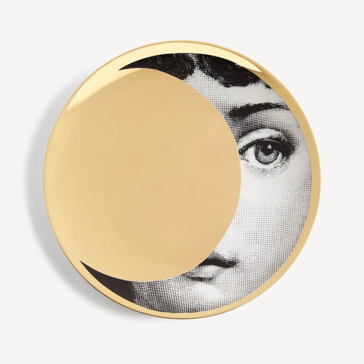Soli<Fornasetti Wall Plate Tema E Variazioni N.39 White/Black/Gold