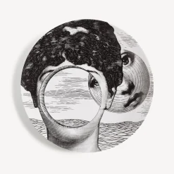 Surrealism<Fornasetti Wall Plate Tema E Variazioni N.279 White/Black