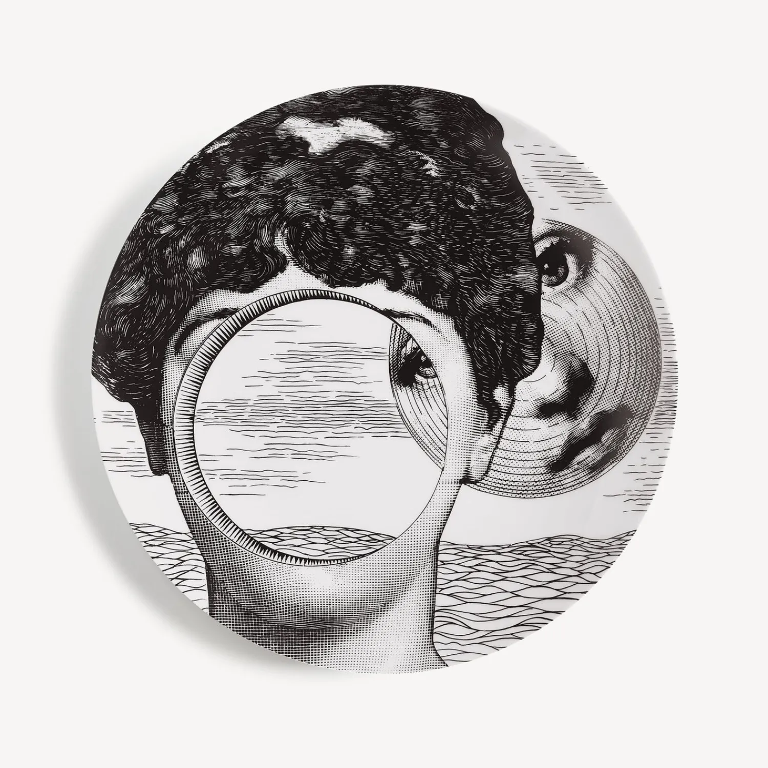 Surrealism<Fornasetti Wall Plate Tema E Variazioni N.279 White/Black