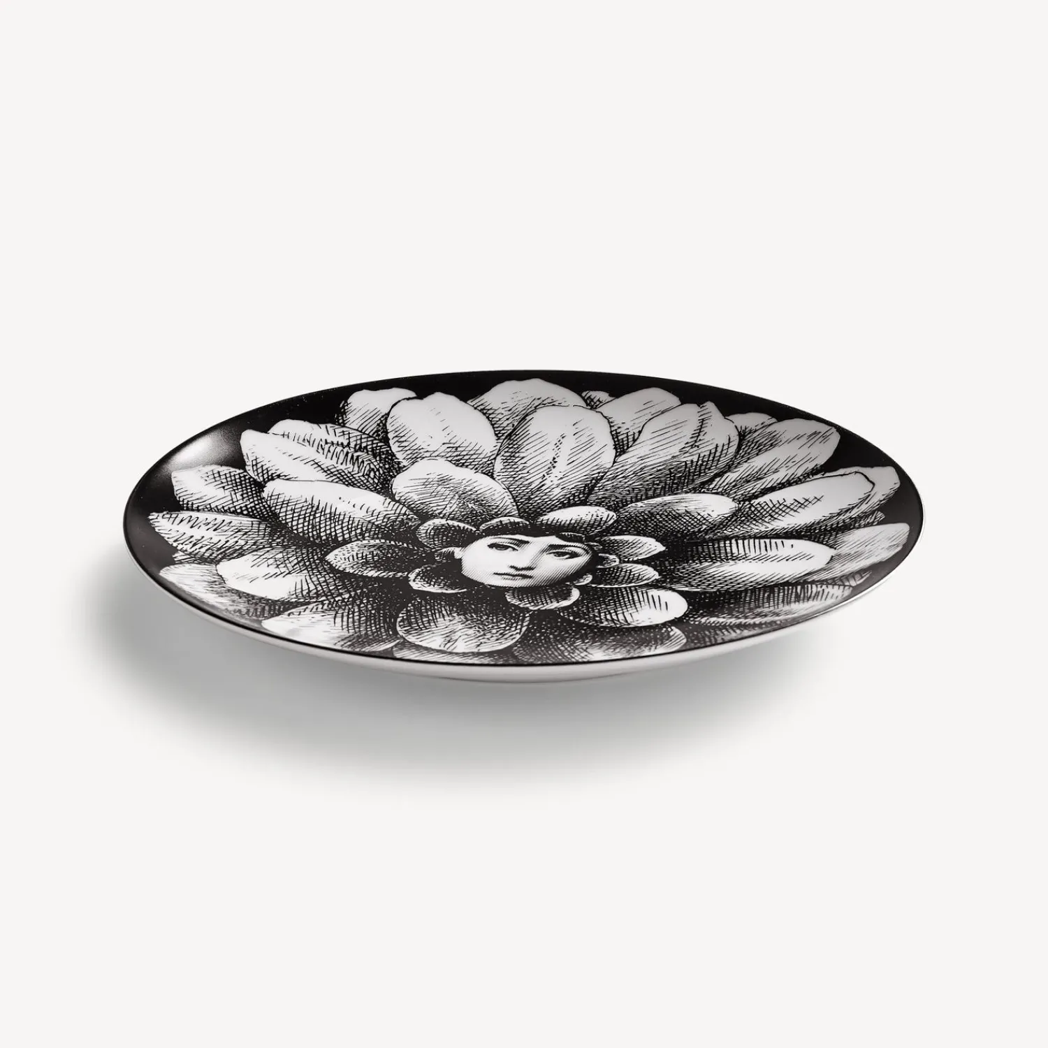 Flowers<Fornasetti Wall Plate Tema E Variazioni N.124 White/Black
