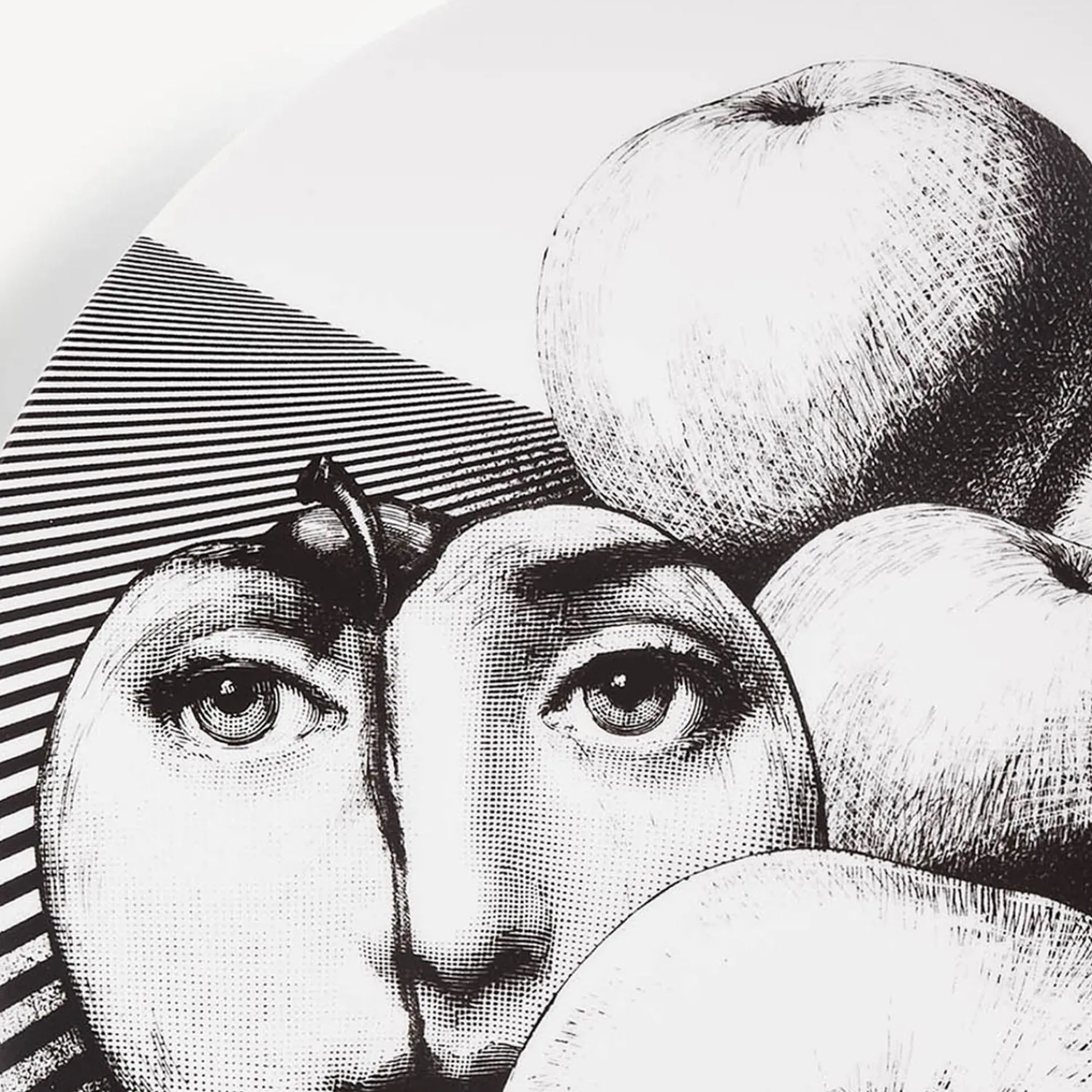 Fruit<Fornasetti Wall Plate Tema E Variazioni N.390 White/Black